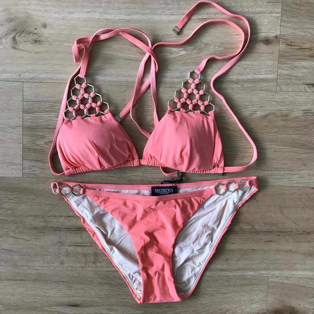 Moeva London Peach bathing suit top and bottom